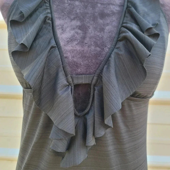 Mossimo Women's Black V-Neck Ruffle top Bathing Swim Suit One Piece Sz L - Picture 4 of 11